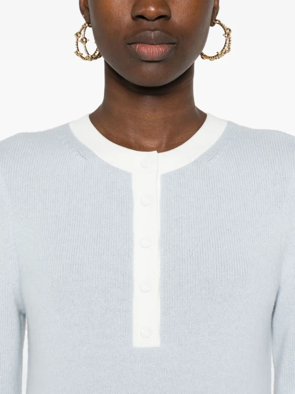 Sandro 天藍色 Henley 領針織上衣 - Image 5