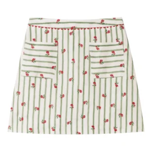 Claudie Pierlot 直條花卉刺繡 A 字迷你裙