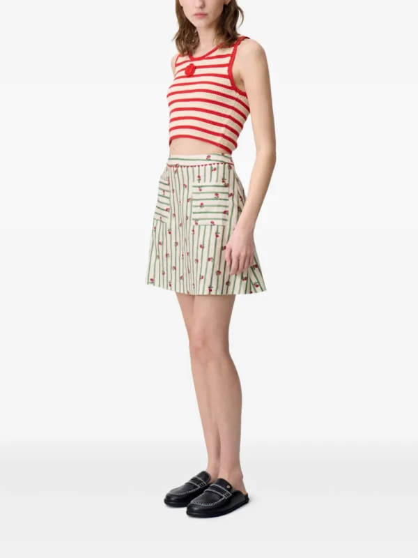 Claudie Pierlot 直條花卉刺繡 A 字迷你裙 - Image 3